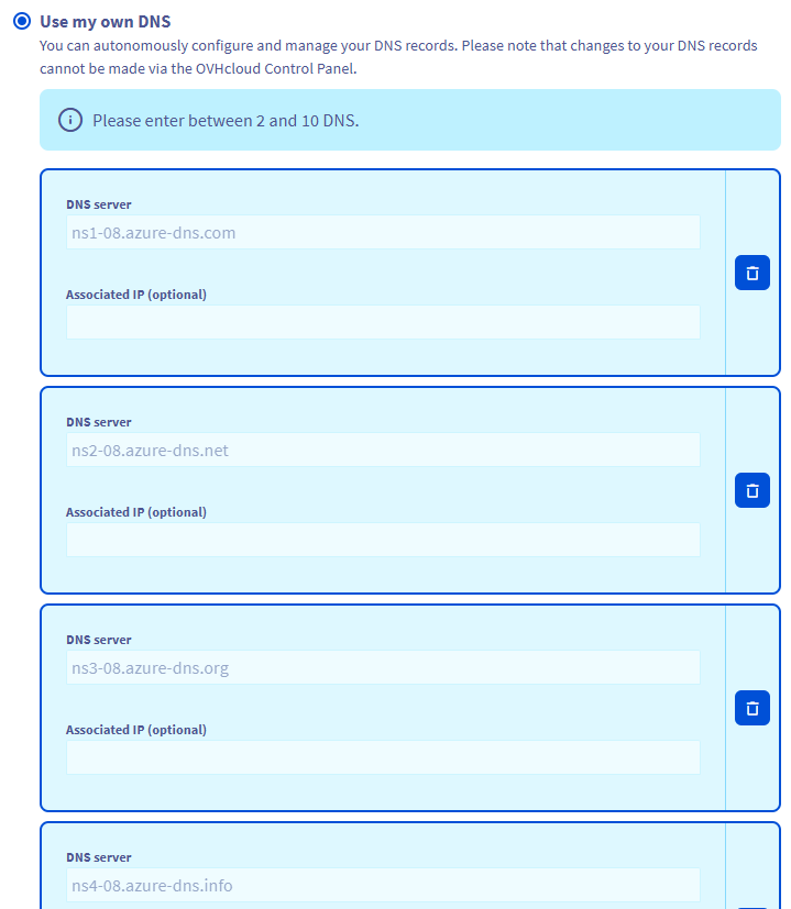 Add Azure DNS name servers
