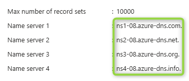 Azure DNS name servers