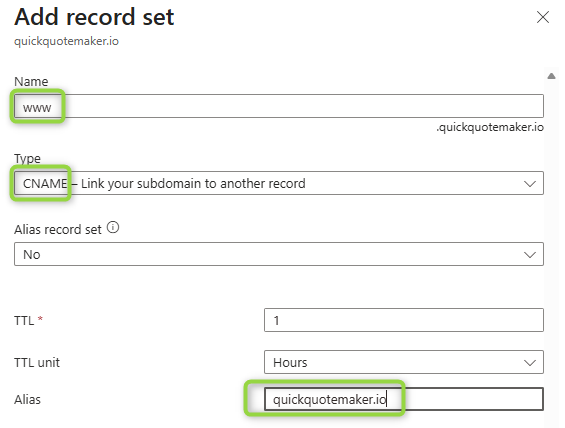 CNAME record pointing to root domain