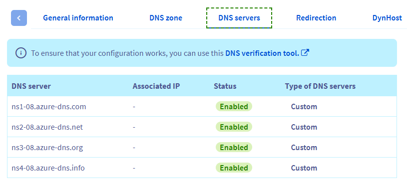 Custom DNS servers configured