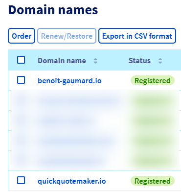OVH domain names list